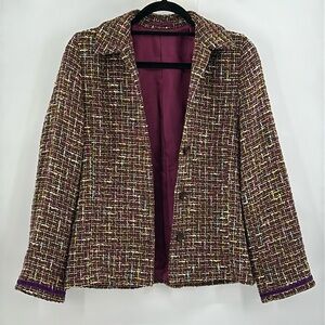 Boden Wool Blend Tweed Jacket Size 12 Multicolor